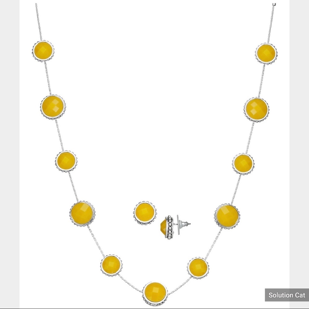 New Napier Silver Tone Collar Necklace & Stud Earrings Set